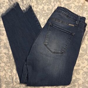 KanCan- Blue Cropped Ankle Jeans with Distressed Hem